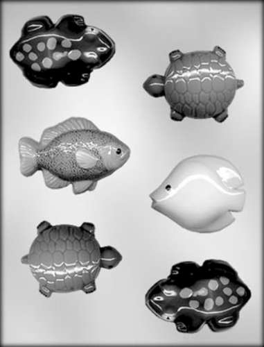 Turtles, Fish and Frogs Chocolate Mould - Click Image to Close